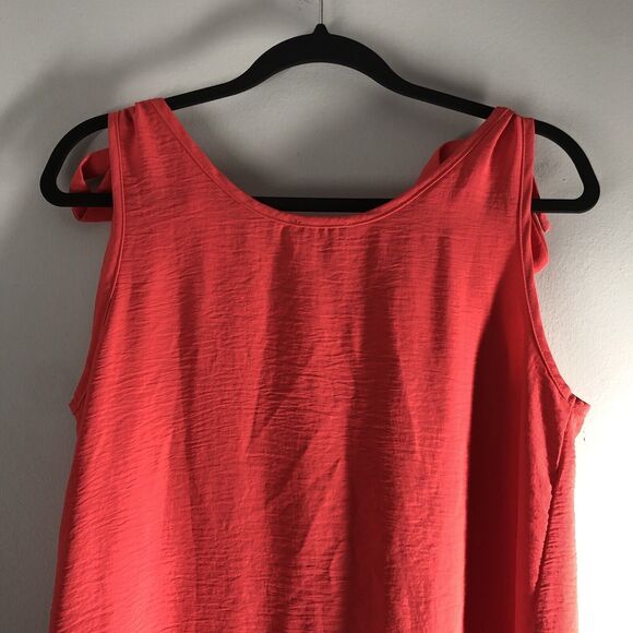 Jodifl Womens Size Medium Coral Pink Blouse Tie Strap Tank Crinkle Fabric Flowy - Picture 9 of 12